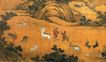 Animal Painting - Cien ciervos asiáticos de la prosperidad.